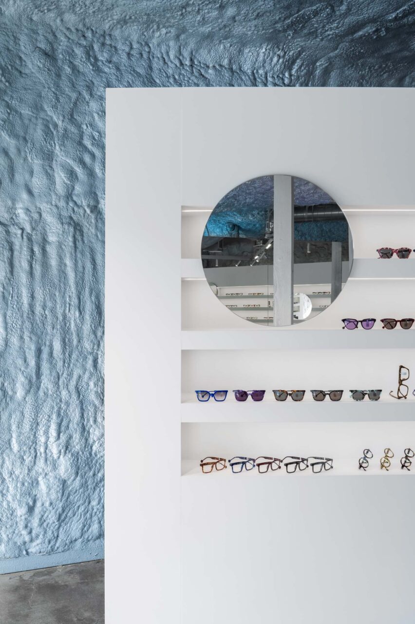 mirror on shelf