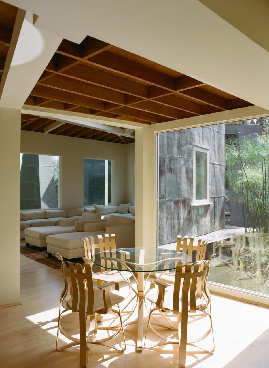 dining room in gehry-designed home