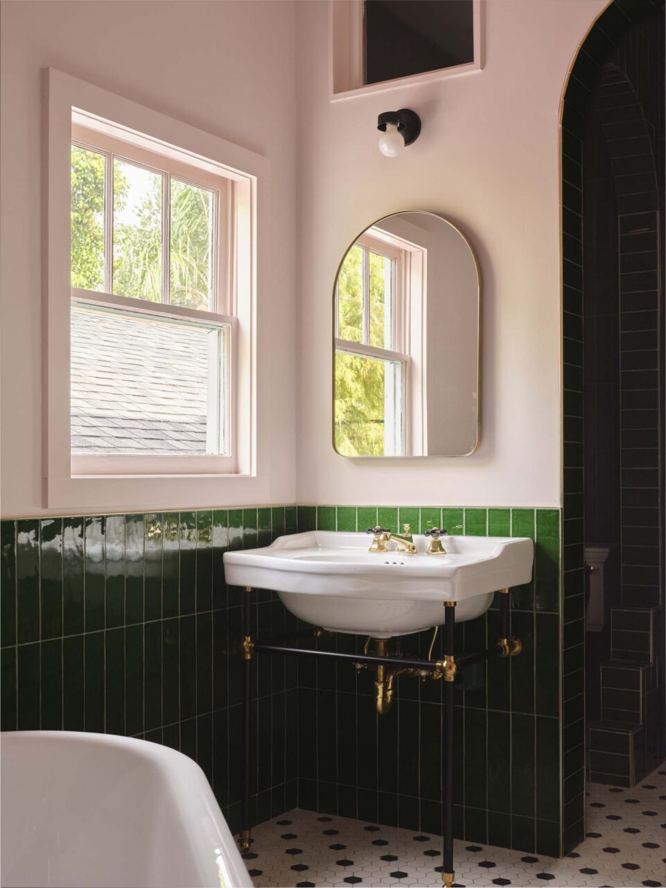 pink and green bath